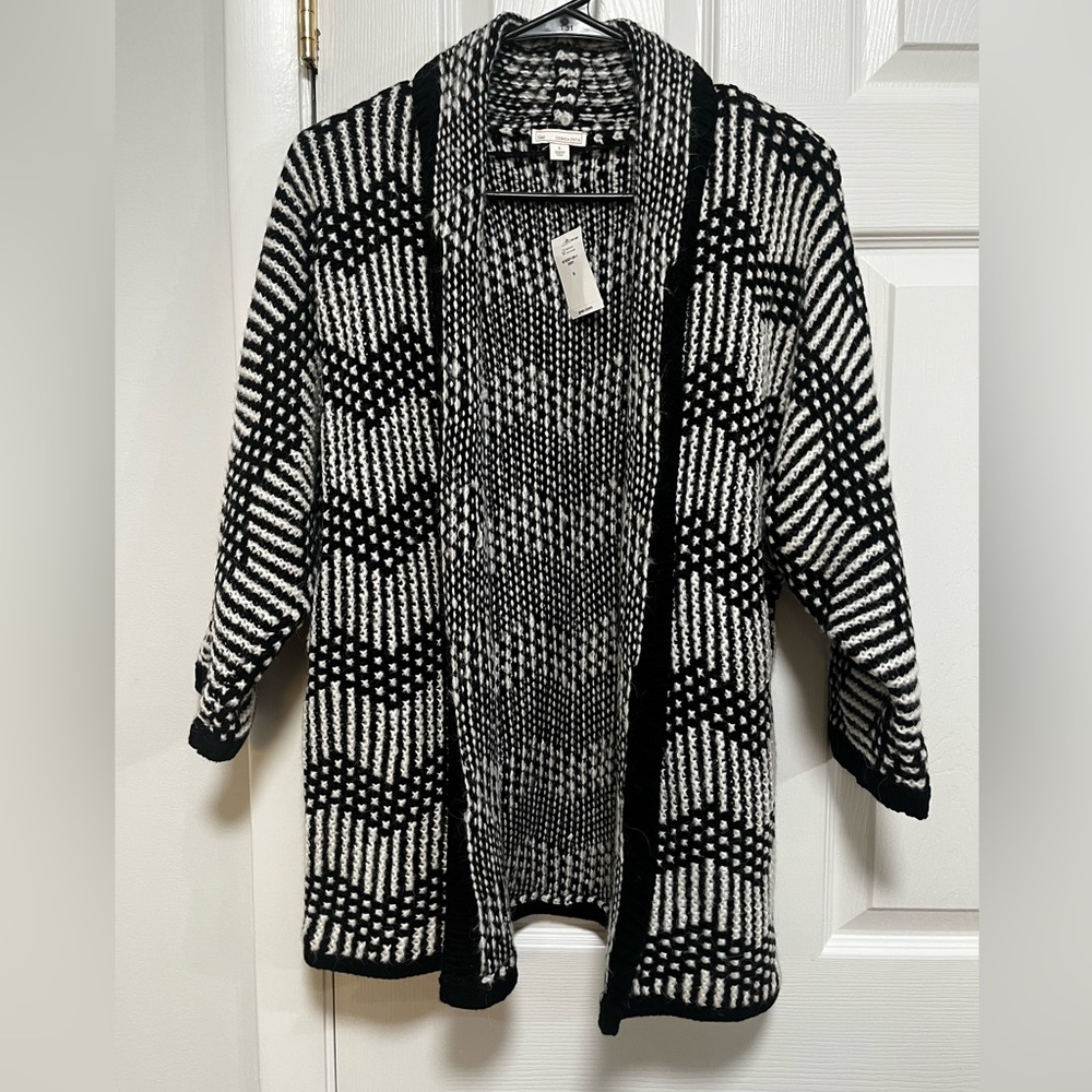 Gap Wool Alpaca Chevron Knit Open Front Oversized Cardigan Sweater NWT Size S